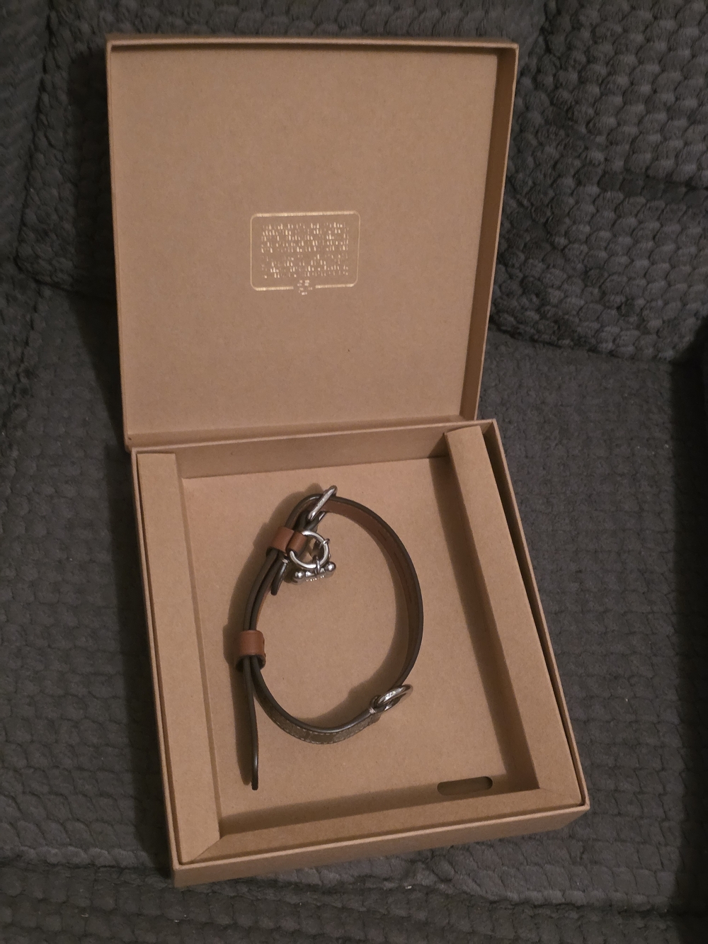 Coach Brown Leather Dog Collar with Silver Hardware M(ch146)